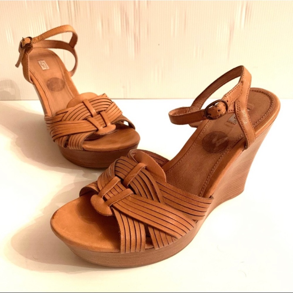 Ugg leather wedge sandals. Size 8 but fits more like 7